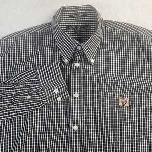 Vintage University of Michigan Plaid Button Down Shirt‎ Mens Sz XL 80s 2-ply